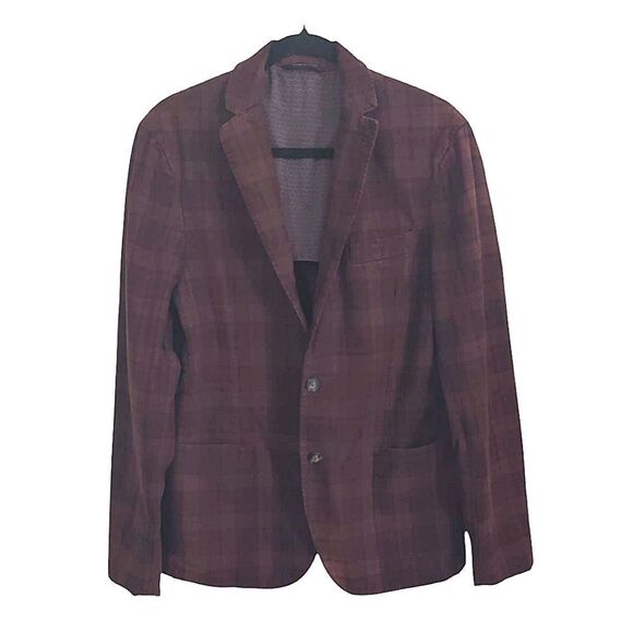 Classic Brown Checkered Men's Blazer Italy IT52 US 42R